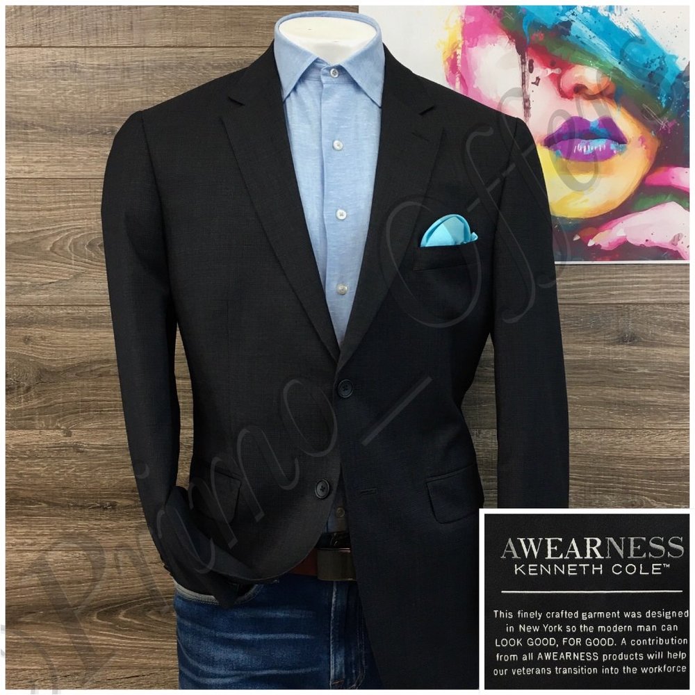 Kenneth Cole Mens Blazer Sport Coat Two Button Casual Jacket Size 44R Wool Suits